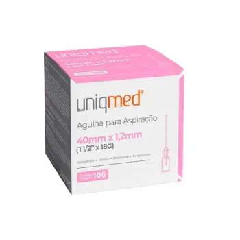 Imagem de Agulha Para Aspiração 40mm X 1,2mm 18G (1-1/2 Pol) Uniqmed - Caixa Com 100 Unidades